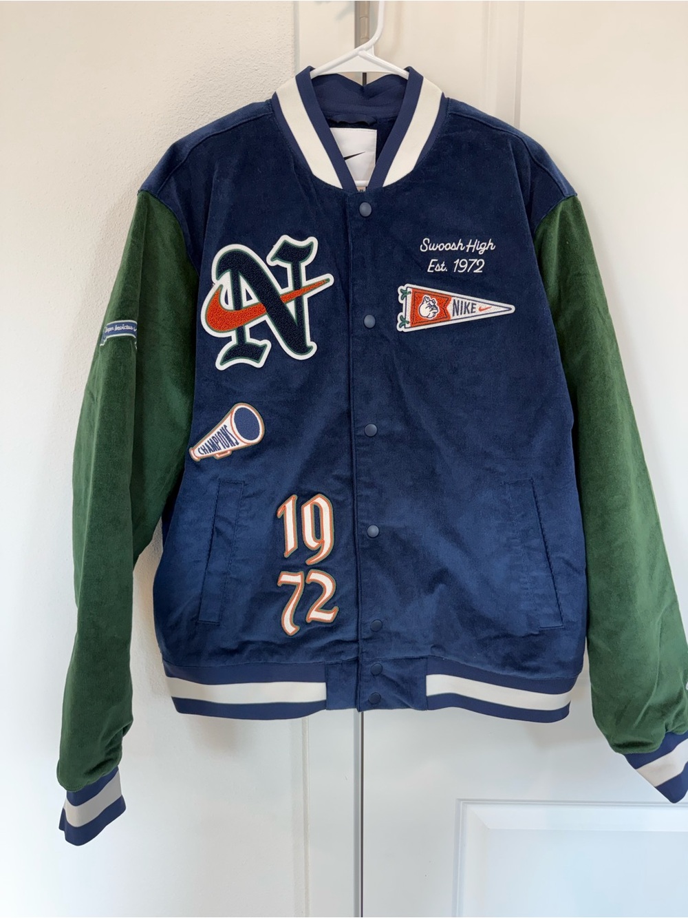 Nike Navy and Orange Swoosh High Jacket